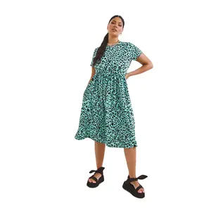 OEM ODM-vestido Midi de verano con estampado Animal para mujer, vestido informal holgado, elegante