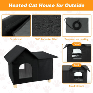 Casa para Gatos Grande, Moderna y Sostenible con Calefacción para Invierno, con Almohadilla Térmica para Mascotas, Material Oxford Elevado para Uso en Exteriores - Product Image 4