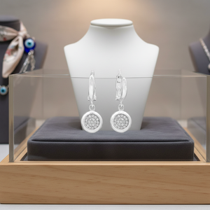 Clear CZ Round Design Geometric Jewellery Round Shape Turkish Wholesale 925 Sterling <b>Silver</b> Jewelry <b>Dangle</b> <b>Earrings</b> - Product Image 3