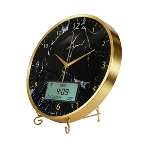 <span class=keywords><strong>Reloj</strong></span> <span class=keywords><strong>Digital</strong></span> Azan <span class=keywords><strong>de</strong></span> Aleación <span class=keywords><strong>de</strong></span> Aluminio, Calendario Hijri LCD, Temperatura, Soporte y Montaje en Pared para Hogar, Oficina, Diseño en Mármol Negro y Dorado - Product Image 1
