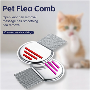مشط محمول من الفولاذ المقاوم للصدأ للاستخدام المستدام سهل الاستخدام ومباشر لعلاج القمل والبراغيث للقطط والكلاب - Product Image 5