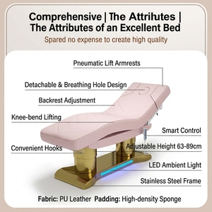 Wholesale Wide Massage Bed Height Adjustable 4-motor Table Beauty Bed Memory Foam Facial Chair Facial Bed Beauty Parlour Salon - Product Image 6