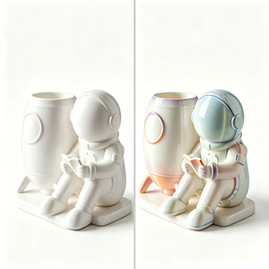 Portalápices con Forma de Cohete Espacial, Organizador Creativo de Escritorio, Adorno Decorativo, Material PLA Blanco, Modelo Impreso en 3D - Product Image 1