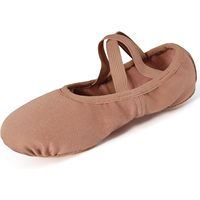 Chaussons de ballet souples Dynadans pour femmes, en toile plate avec doublure en coton, semelle fendue et sangles élastiques, fabriqués aux États-Unis