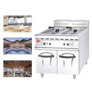 مقلاة Lyroe بسعة كبيرة 20 لترًا * 2 تجارية أوتوماتيكية من الفولاذ المقاوم للصدأ ، مقلاة خزانات غاز عمودية مزدوجة مع خزانة - Product Image 6