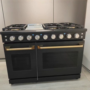 Gas <b>Range</b> 48-inch 8-burner With Oven Convection Freestanding Black Stainless Steel Cooktop American Style - Product Image 2