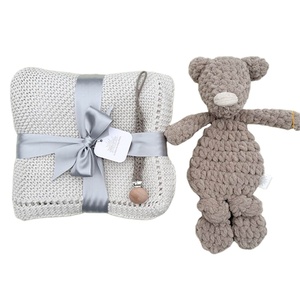 Amigurumi baby Knit Security Blanket Crochet Bear toy gift baby shower gift baby spring gift - Product Image 1
