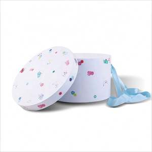 Custom Printed Cylinder Packaging Paper <b>Box</b> Hard Cardboard Round Boxes With Ribbon Handle - Product Image 6