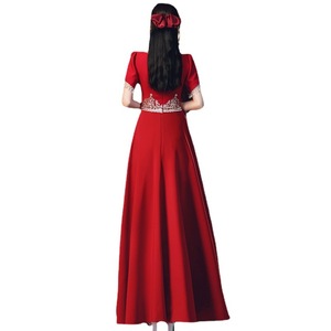 Burgundy Long A-Line Satin Wedding Dress Sweetheart Neckline Natural Waistline Engagement Party Gown For Women - Product Image 5