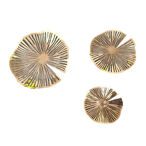 Stainless Steel Rose Gold Round <b>Wall</b> Hanging Hollow Lotus <b>Leaf</b> Pattern Modern Home <b>Decor</b> For Bedroom Living Room Model House - Product Image 3