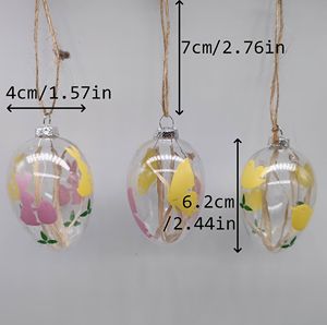 6 بيضة استر شفافة معلقة مع رسم وطلاء ، مجموعة من 3. 3 ديكورات داخل صندوق معبأ - Product Image 2