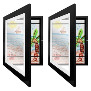 2025 New Design Creative Black White Removable Kids Artwork Glass <b>Frame</b> Flower Design Durable Eco-Friendly Handmade Wood <b>Frame</b> - Product Image 1