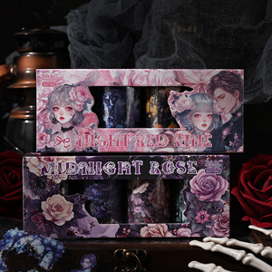 Película de corte de la serie Underworld Rose, pegatina oscura, cinta manual de paisaje, 4 rollos por caja, goma activada por agua PET para enmascarar - Product Image 1