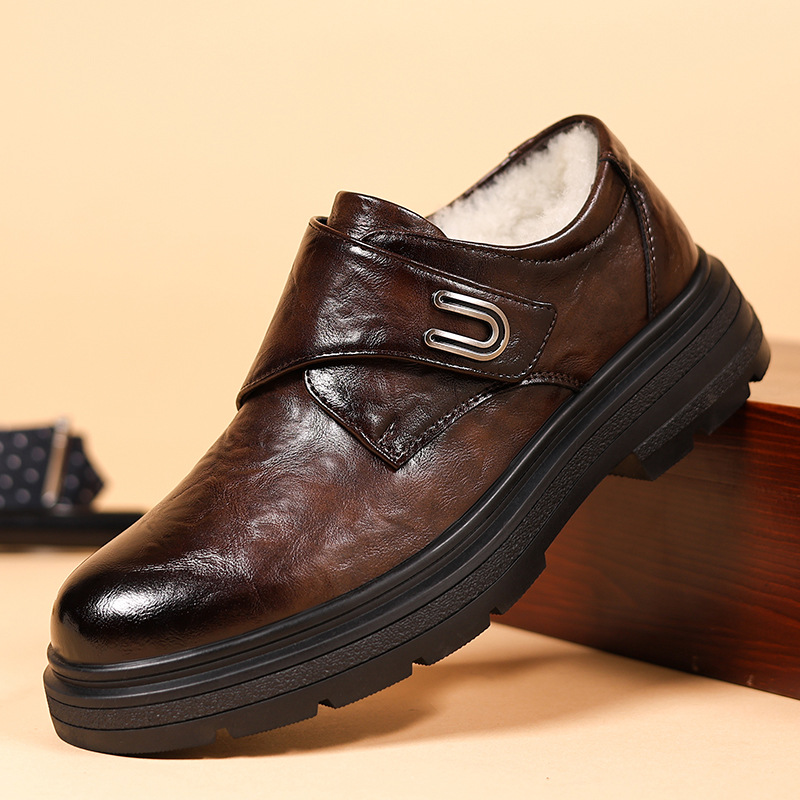 รองเท้าผ้าฝ้ายบุฟลีซสีน้ำตาล