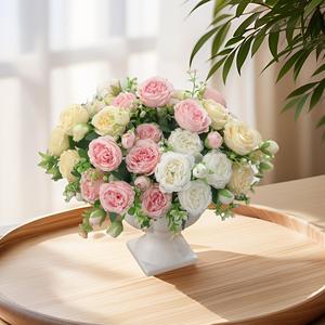 ช่อดอกไม้ผ้าไหมประดิษฐ์สไตล์ยุโรปตะวันตกดอกกุหลาบเปอร์เซีย5หัวตกแต่ง - Product Image 5