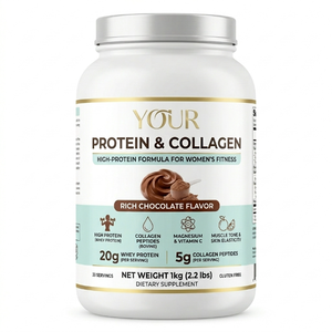 Poudre de Collagène Riche en Protéines pour Femmes, Saveur Chocolat Intense, Peptides de Collagène et Protéines de Lactosérum, Sans Gluten, Vente en Gros - Product Image 1