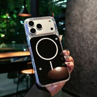 Étui magnétique antichoc en TPU+PC ultra-résistant transparent avec support pour téléphone portable pour iPhone 17 Pro Max/17 Pro/16/15/14/13/12/11