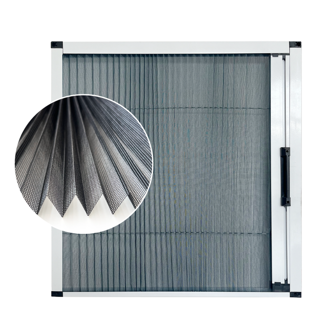 Modern Design 30mm Sliding Screen Door Retractable Aluminum Mosquito Net with Detachable Pleated Mesh & Fixed Screen