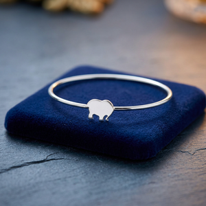 ELEPHANT BABY BANGLE Silver Plated Brass <b>Charm</b> <b>Bracelet</b> Cute Animal Design - Product Image 2