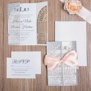 Hot sale Luxury Wedding Invitation Card Customized Diamond Shiny Gold Onion Empty Paper Marriage Invitation