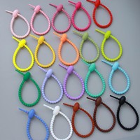 Attache-câble en silicone réutilisable, boucle de suspension souple, porte-sac à fruits, porte-clés, cordon pour poupée, attache-câble autobloquant pour cuisine et bureau