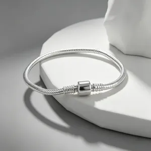NUEVAS Pulseras de Cadena de Serpiente de Plata de Ley 925 Compatibles con Charms Originales, Cierre de Corazón, Brazalete, Joyería, Regalo para Mujeres y Niñas - Product Image 4