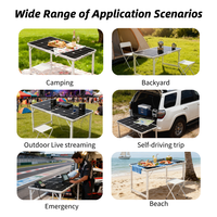 KUCHER 100W 12/18V Table de camping solaire pliable pour pique-nique, légère, portable, en aluminium, pieds télescopiques, mobilier d'extérieur, blanc, 23%