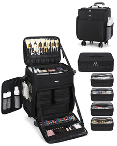 Valise de maquillage à roulettes Relavel Cosmology avec 5 pochettes amovibles, valise de maquillage à roulettes, valise pour coiffeur - Product Image 1