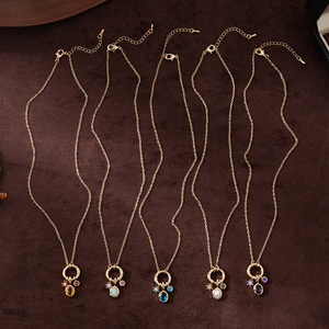 Colar Clássico Unissex DIY com Pedra do Mês, 12 Pingentes de Pedra do Mês, Corrente de Zirconia, Banho de Ouro Real - Product Image 3