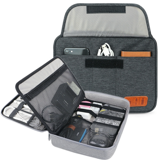 Durable Nylon Waterproof Electronic Accessories Bag with Zipper Closure for Travel Home Storage of Digital Gadget & Camera Gear