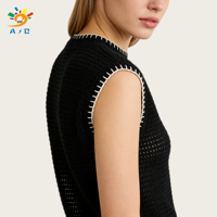 AJB Gilet d'été décontracté pour femme en laine/cachemire, couleur unie, sans manches, respirant, tricoté, anti-boulochage, style euro-américain
