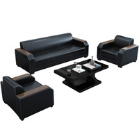 Ensemble de canapés de bureau en cuir minimaliste moderne avec canapés deux places et trois places et table basse pour usage commercial