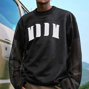 T-shirt en jersey à manches longues pour homme personnalisé, streetwear, tissu tricoté 220 grammes, motif de lettres brodées, 100% polyester - Product Image 1