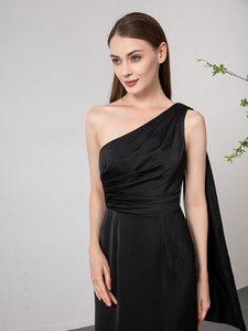 <span class=keywords><strong>Mily</strong></span> Bridal ED023 Robe décontractée de haute qualité pour dames avec logo personnalisé Vêtements d'été élégants en mousseline de soie à une épaule pour femmes - Product Image 6