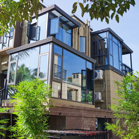 Verrière de jardin panoramique quatre saisons en alliage d'aluminium et verre, moderne et personnalisée pour l'extérieur résidentiel