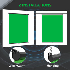 RAUBAY Retractable Pull Down Green Screen-Polyester Wrinkle Resistant Anti-Glare 59.8" X 86.6" Collapsible Wall-Mount Background - Product Image 5