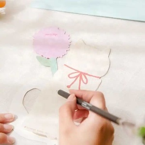 1 pz creativo simpatico gatto e fiori biglietto di auguri con busta biglietti regalo di compleanno per bambini - Product Image 2