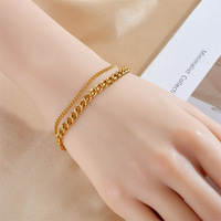 Ensemble collier et bracelet double couche Cuban Link en acier inoxydable plaqué or, bijoux vintage pour femmes, vente en gros