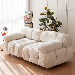 Schafwolle-Cloud-Creme-Stoffsofa für kleines Wohnzimmer Freizeitsofa-Set modulare unterteilte Sofas
