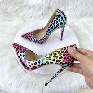 Zapatos de Tacón Alto con Estampado de Leopardo Colorido, Talla Grande, Nuevos Stilettos de Moda para Mujer - Product Image 1