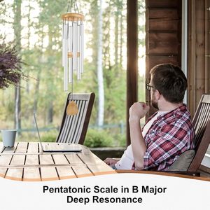 37-inch white aluminum <b>garden</b> wind chimes, classical music festival gifts, outdoor and indoor ornaments - Product Image 6