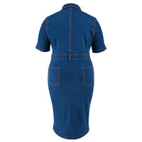 Robe midi décontractée pour femme, design personnalisé, boutonnée, col simple, coupe ajustée, manches courtes, en jean délavé