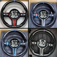 Volant de voiture sport à fond plat en cuir perforé en fibre de carbone pour les séries 3/4 F10 F30 F90 F01 F12 M3 M6