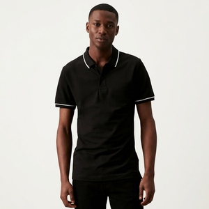 Polo de Algodón Piqué para Hombre, Acabado Mercerizado, Ribete en Contraste, Manga Corta, Uniforme Corporativo, Logotipo Personalizado - Product Image 1