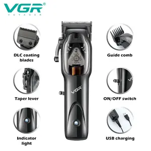 VGR V-653 New Magnetic Barber Salon Rechargeable Professional Cordless Hair Clipper For Men