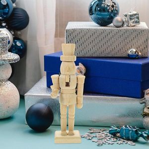 <b>Nutcracker</b> DIY Wooden Puppet 18CM Unpainted Christmas Decoration Home Craft Gift - Product Image 1