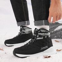 Bottes d'hiver imperméables à lacets, à semelle épaisse, chaudes, respirantes, doublées de polaire, à motif à carreaux, en PU, taille plus 40-47