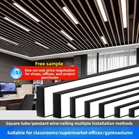 Luminaire linéaire LED haute luminosité pour bureau, bar, lampe suspendue sur rail commerciale pour studio, lumière linéaire carrée LED