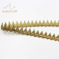 Accessoires DIY en polyester, tissu pour lacets de chaussures, 2 cm, 10 yards, garniture tressée en fil doré, pour couture, décoration, vêtements de danse et costumes, bordure en dentelle ondulée