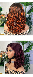 5x5 Lace Front <b>Wig</b> <b>Human</b> Remy Hair Glueless Handwoven Bouncy Curl 16 Inch Natural Color Front Lace <b>Wig</b> - Product Image 5